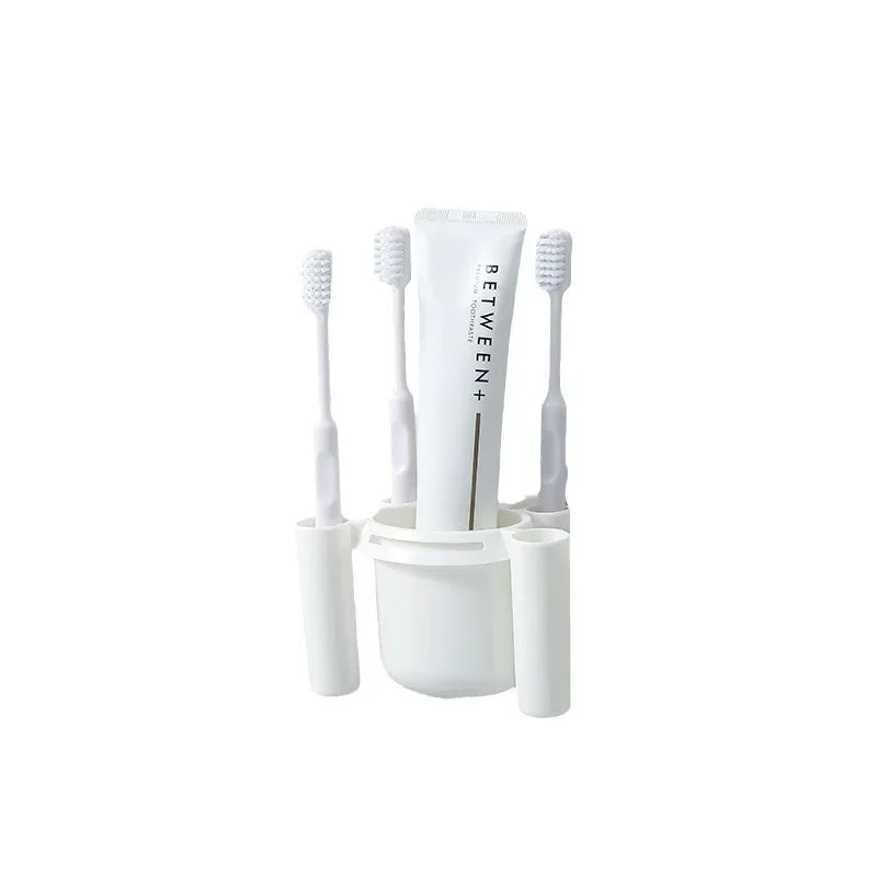 No-Drill Toothbrush Holder & Cup | Wall-Mount Shelf