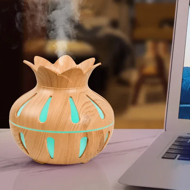 Wood Grain Flower Humidifier – USB Mini Aroma Diffuser - Clarify.pk