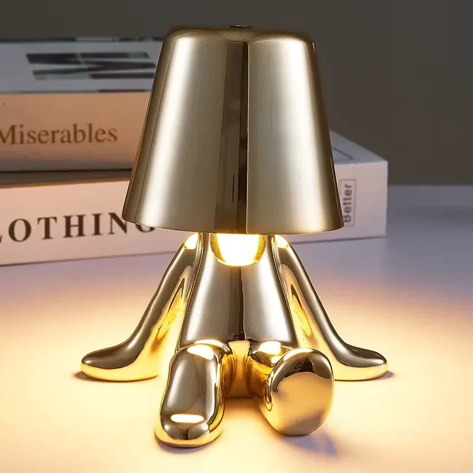 Metallic Lazy Man Character Lamp – Creative Bedside & Desk Light (Rando Design) - Clarify.pk