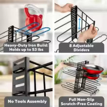 Heavy-Duty 8-Tier Adjustable Pot and Pan Organizer Rack