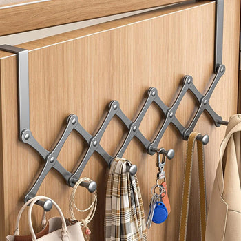Retractable Over the Door Hooks with Shelf – No Drill Space-Saving Organizer for Clothes Accessories Hangers Door Back Stor