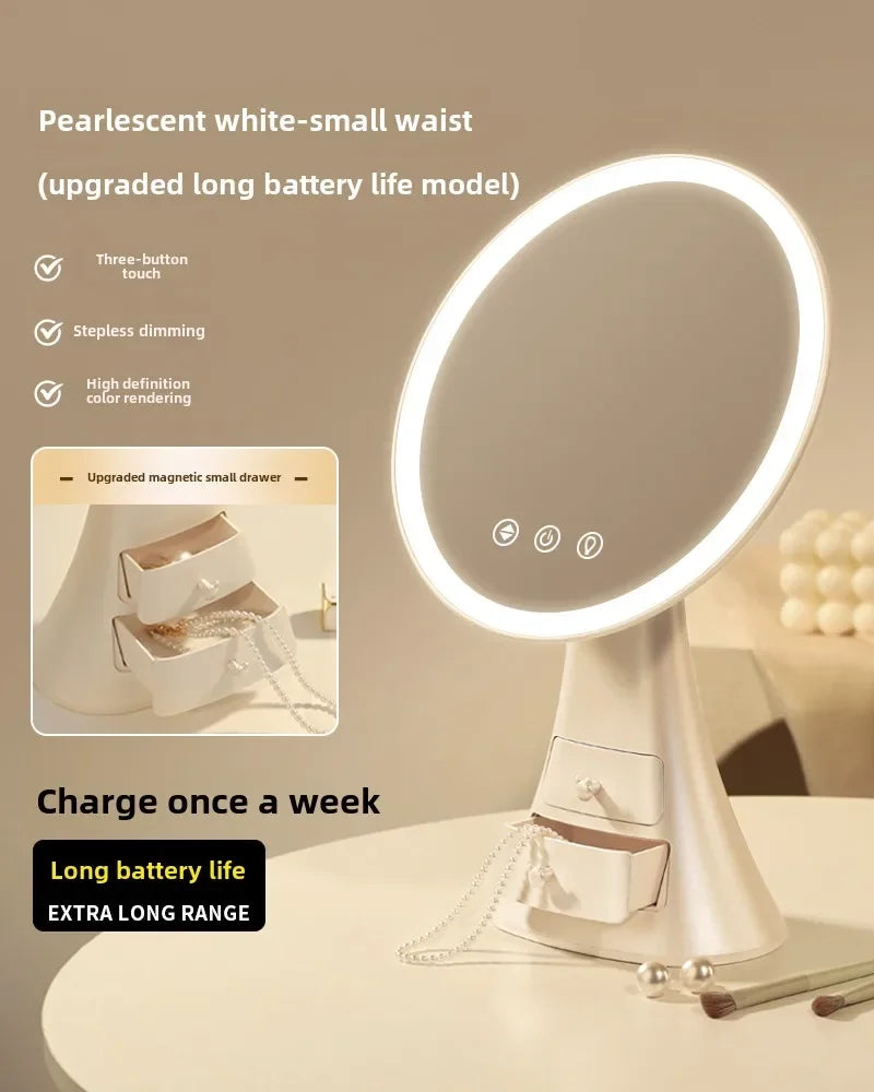 Luxury LED Makeup Mirror with Integrated Drawer Stand
