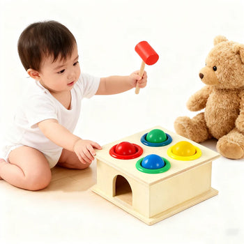 Montessori Wooden Hammering Ball Game Knocks Baby Toys 1 to 2 Years Board Puzzle Game Early Educational Toddler Toys Kids Gift