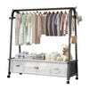 Minimalist Heavy Duty Clothing Stand with Bottom Storage & Wheels