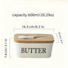 Ceramic Butter & Cheese Container with Wooden Lid - Clarify.pk
