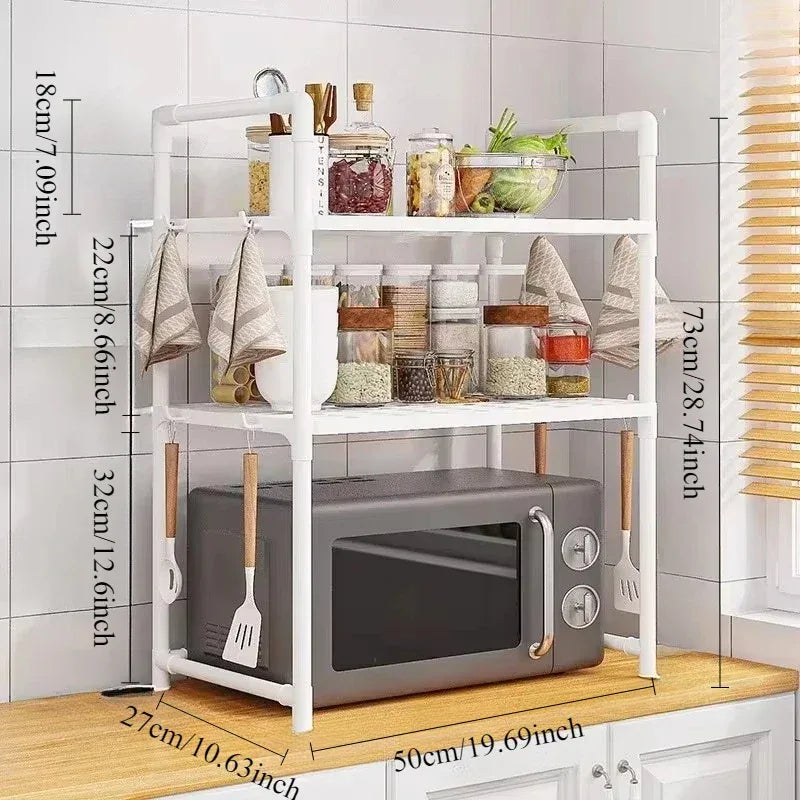 2-Layer Microwave Oven Storage Rack – Kitchen Organizer - Clarify.pk