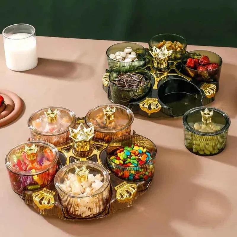 Rotating Snack Organizer - 5 Section Fruit Plate for Easy Serving - Clarify.pk