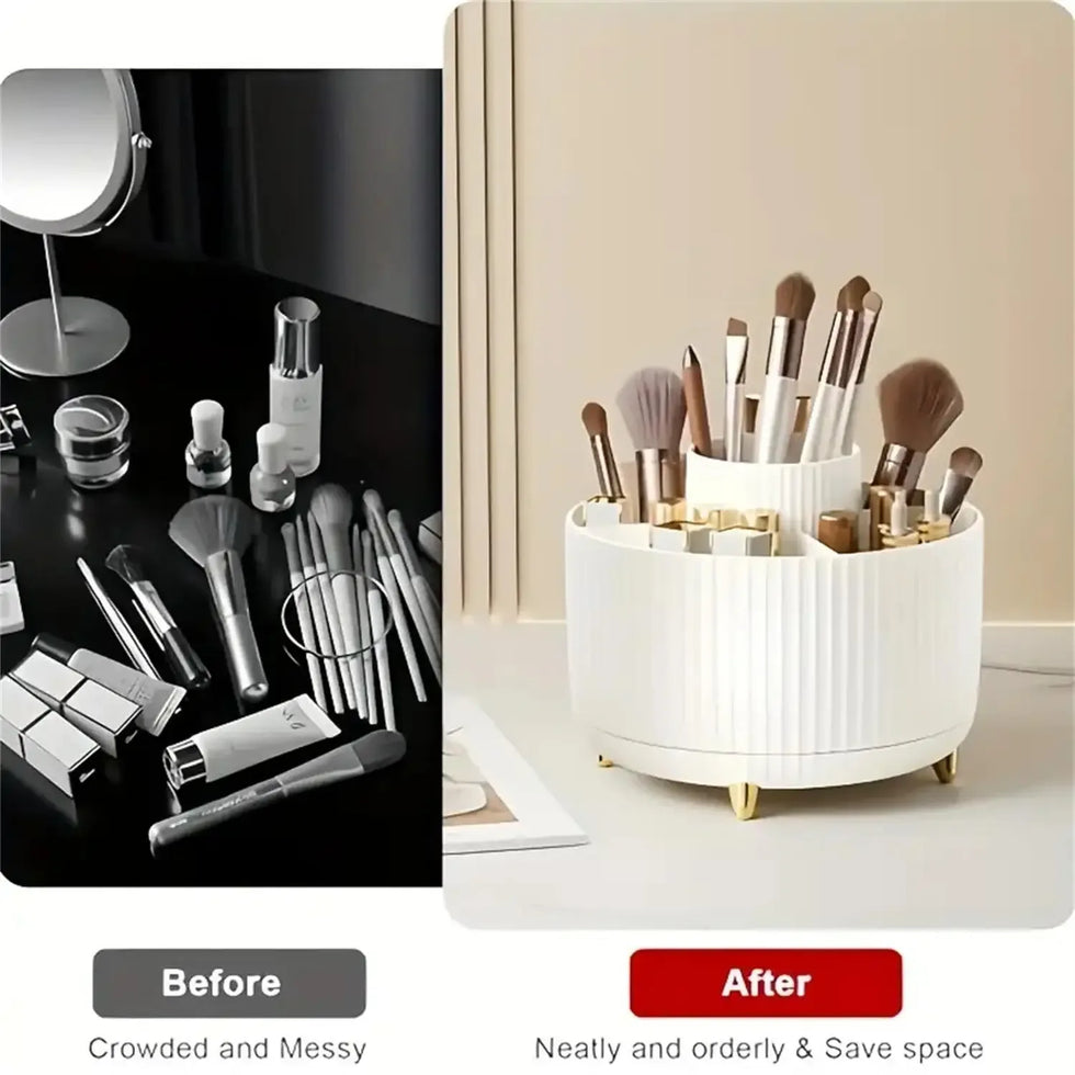 360° Rotating Makeup Organizer – 5-Compartment Cosmetic Holder