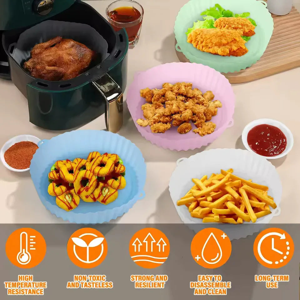 Silicone Air Fryer Basket Liner – Reusable Pot Tray & Baking Mold (Random)