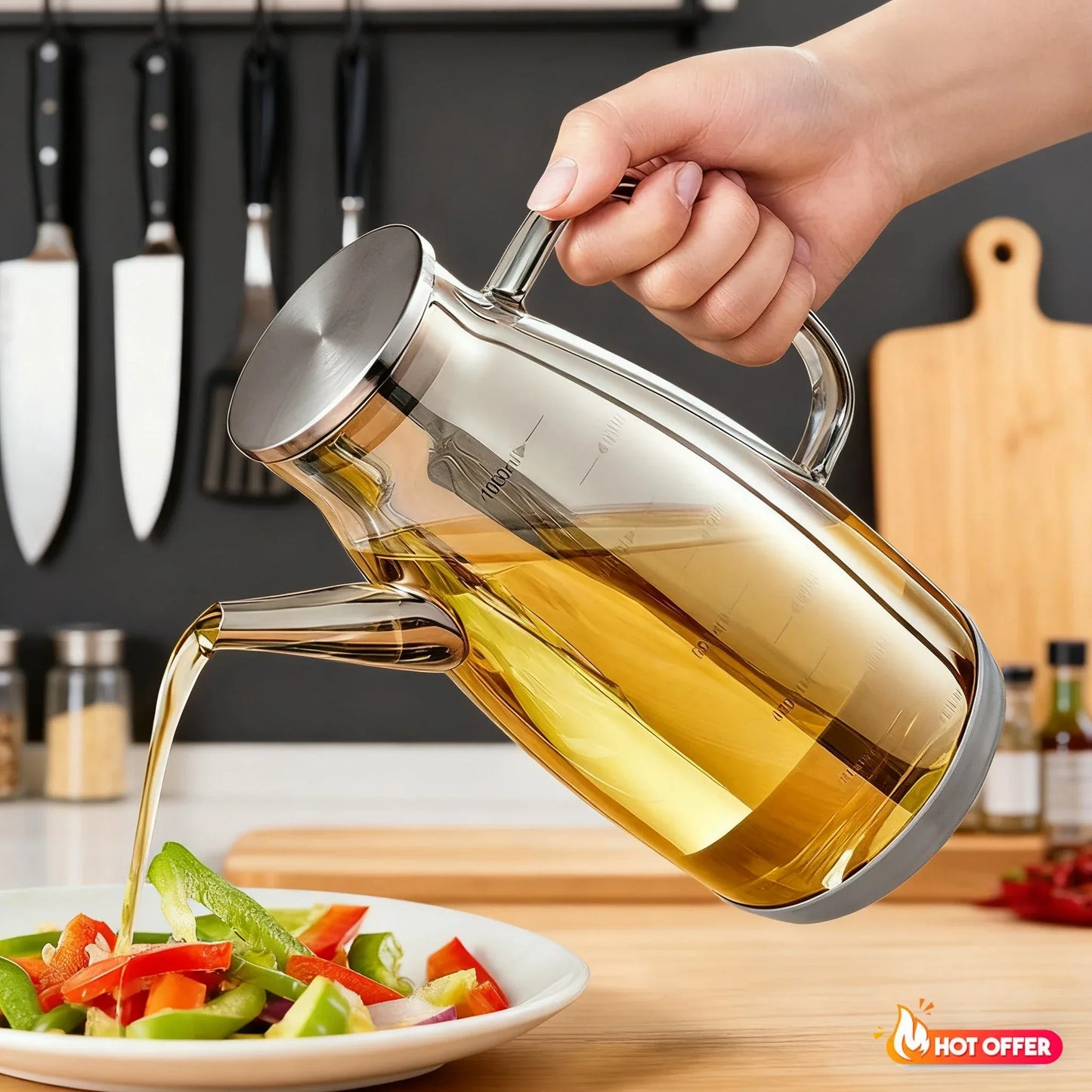 Steel Cap Oil Jug – Kitchen Pouring Container - Clarify.pk