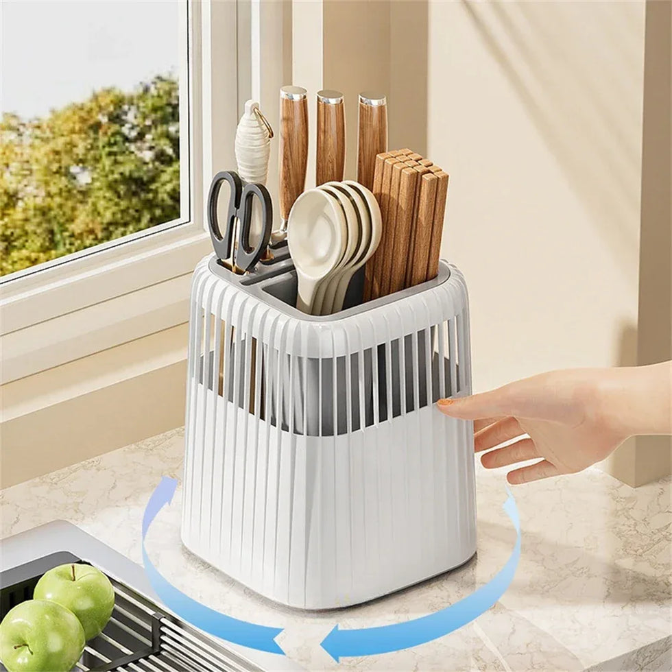 Multifunctional Kitchen Knife Rack – Drainage Cutlery Holder & Utensil Organizer - Clarify.pk