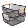 Minimalist Mesh Iron Storage Basket with Wooden Handles