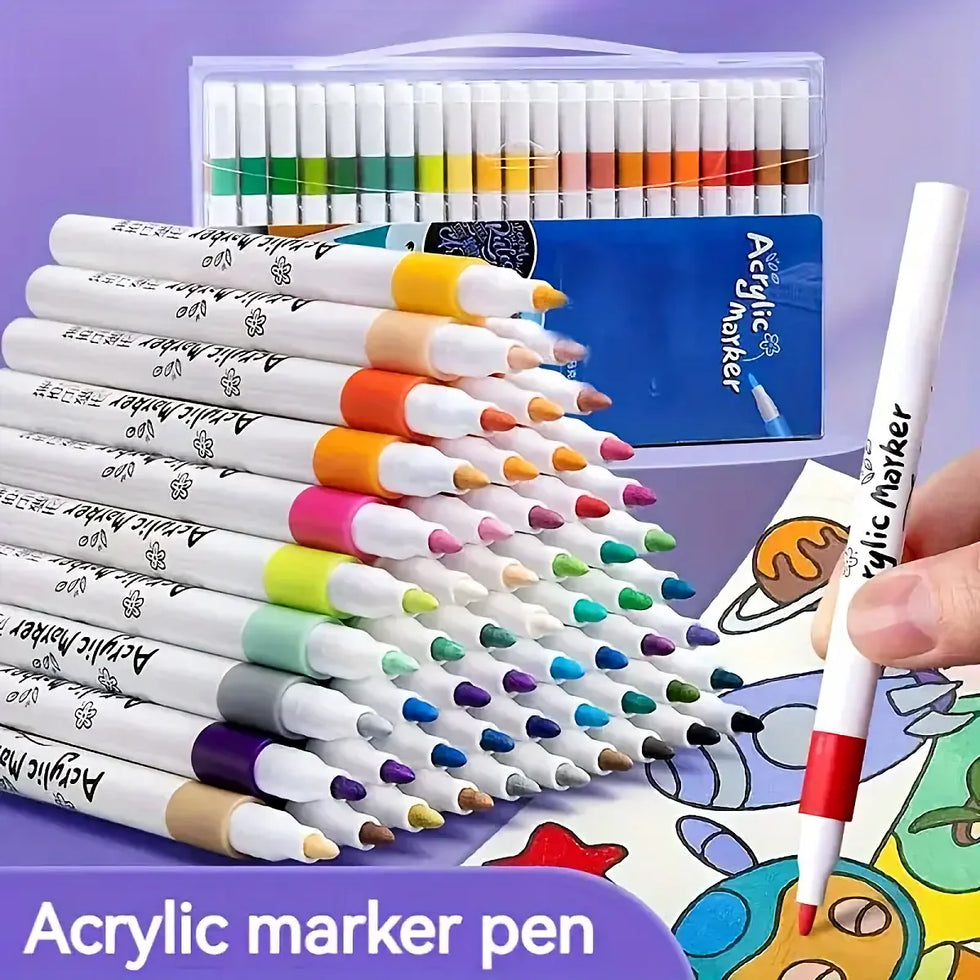 12pcs Acrylic Marker Pen Set - Soft Tip Paint Markers