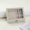 Velvet Jewelry Storage Organizer - Luxury Glass Lid Ring & Necklace Box (Random color)