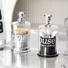 Transparent Acrylic Cotton Swab & Toothpick Holder with Chrome Figurine Lid