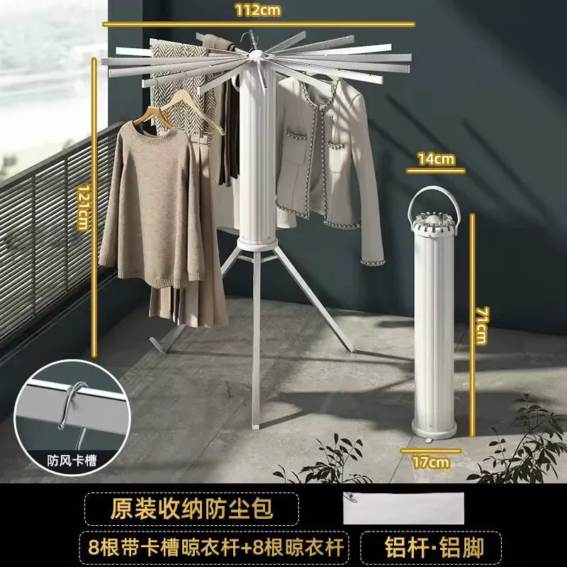 Retractable Folding Drying Rack with Floor Pole – Indoor Balcony Quilt Dryer