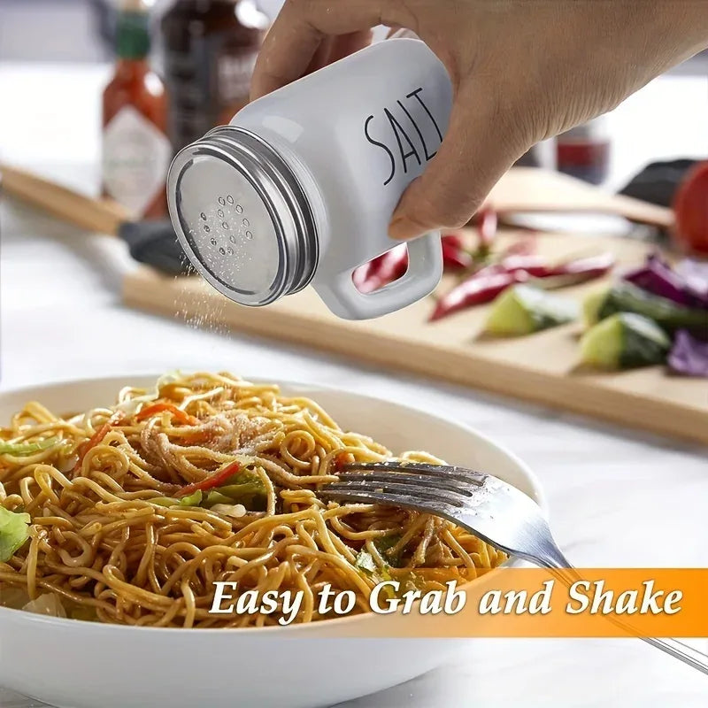 Black & White Salt & Pepper Shaker Set – 2pcs Glass - Clarify.pk