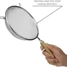 Deep Frying Spider Strainer – Stainless Steel Wire Skimmer with Heat-Resistant Wood Handle