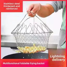 Stainless Steel Folding Oil Fry Basket – Kitchen Oil Drain & Filtration Tool - Clarify.pk