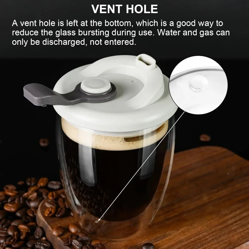 Double Wall Glass with Lid – Heat Resistant Insulated Cup - Clarify.pk