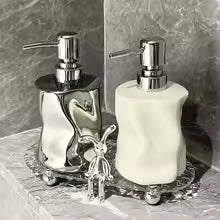 Artisan Ceramic Duo Soap Dispenser – Luxury Double-Pump Vanity Set