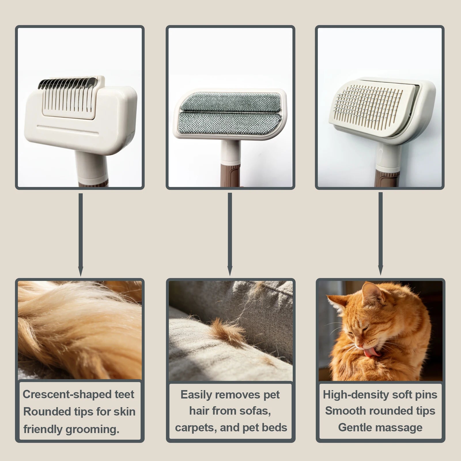 3-in-1 Pet Hair Remover & Dog Grooming Brush