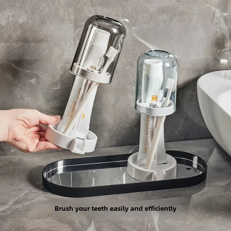Toothbrush Holder with Quick-Dry Cup & Storage Shelf