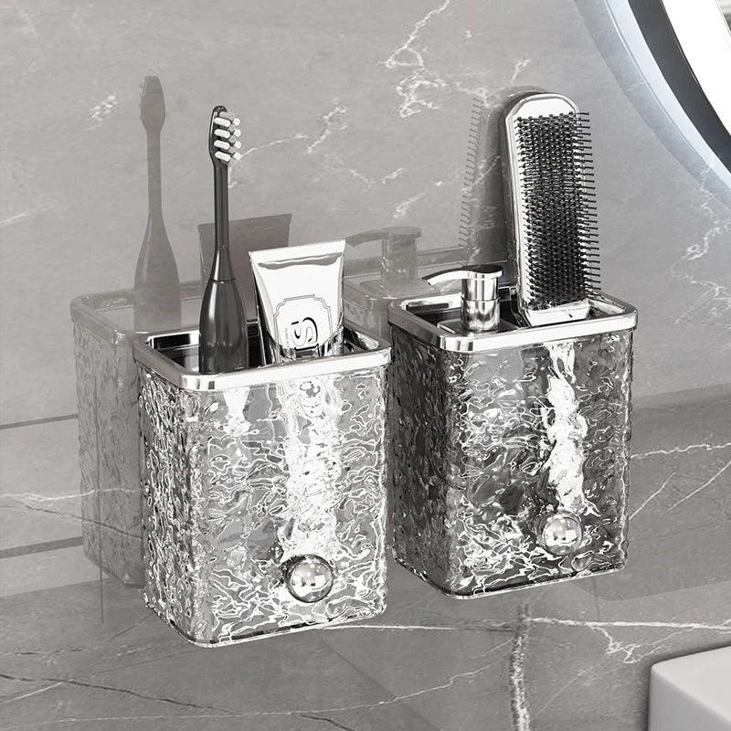 Wall-Mounted Bathroom Organizer – Toothbrush & Toothpaste Holder