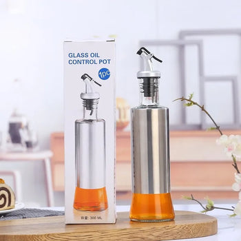 300ml Glass Oil Bottle – Leak-Proof Dispenser for Kitchen - Clarify.pk
