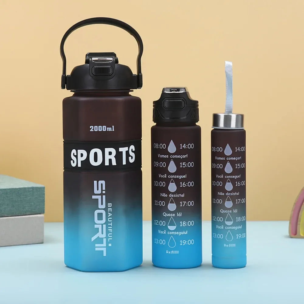 3-Piece Sports Water Bottle Set – Large Capacity Leak-Proof (Random) - Clarify.pk