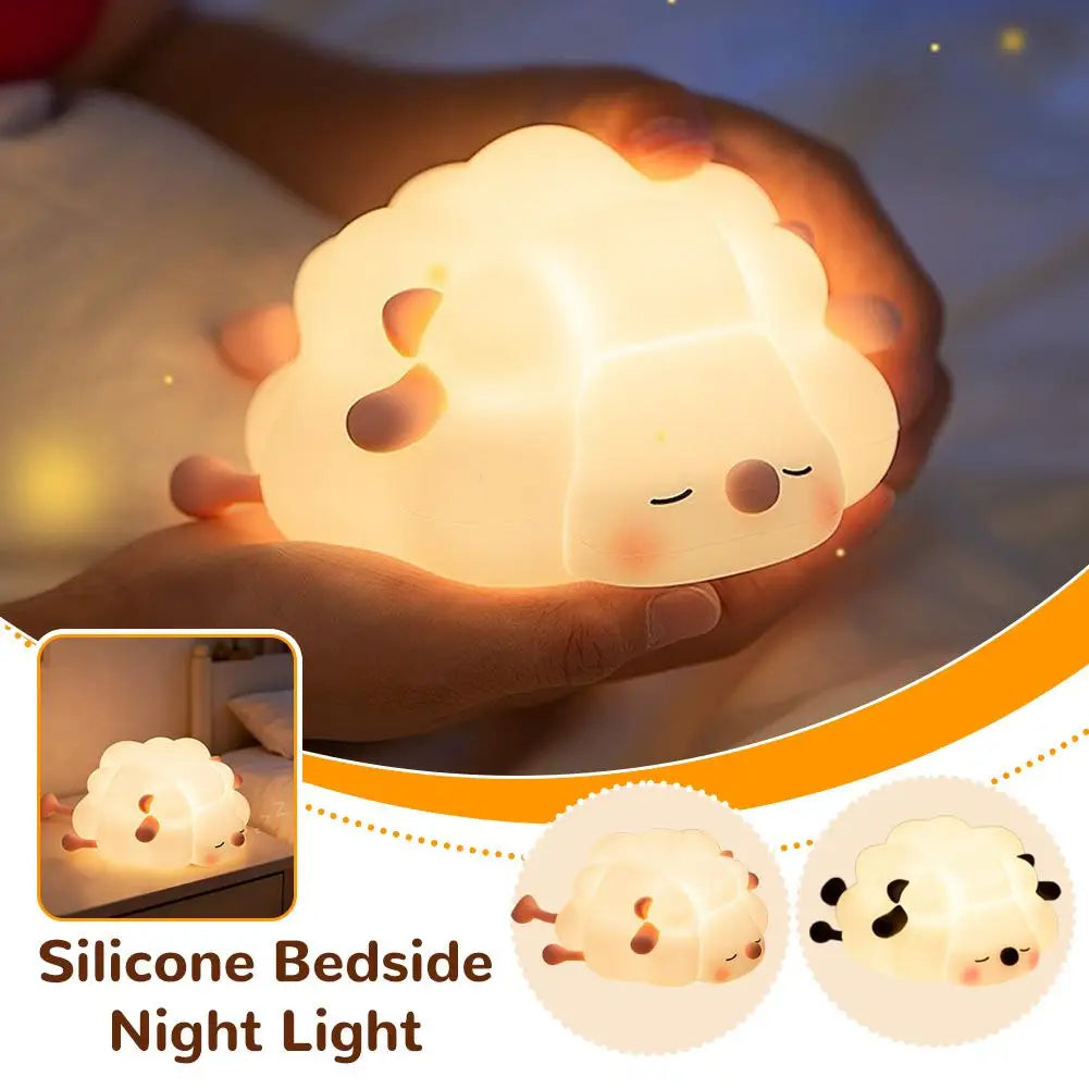 Big Face Rabbit Night Light Warm Color Glow Pat Control Timer Function Cute Portable Bedside Lamp Bedroom Decor Sleep Aid Access