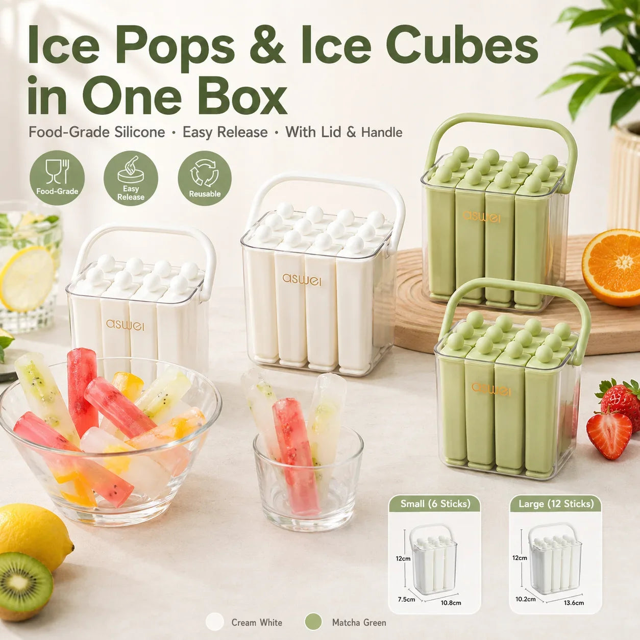 Silicone Ice Pop Maker - Reusable Ice Cream Bar Mold