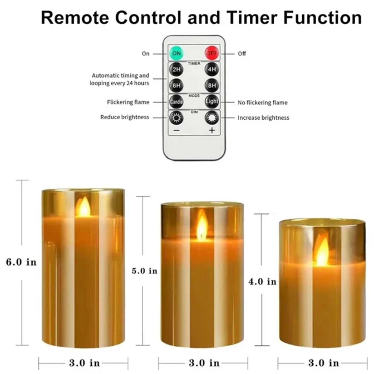 LED Flameless Candles with Remote - Set of 3