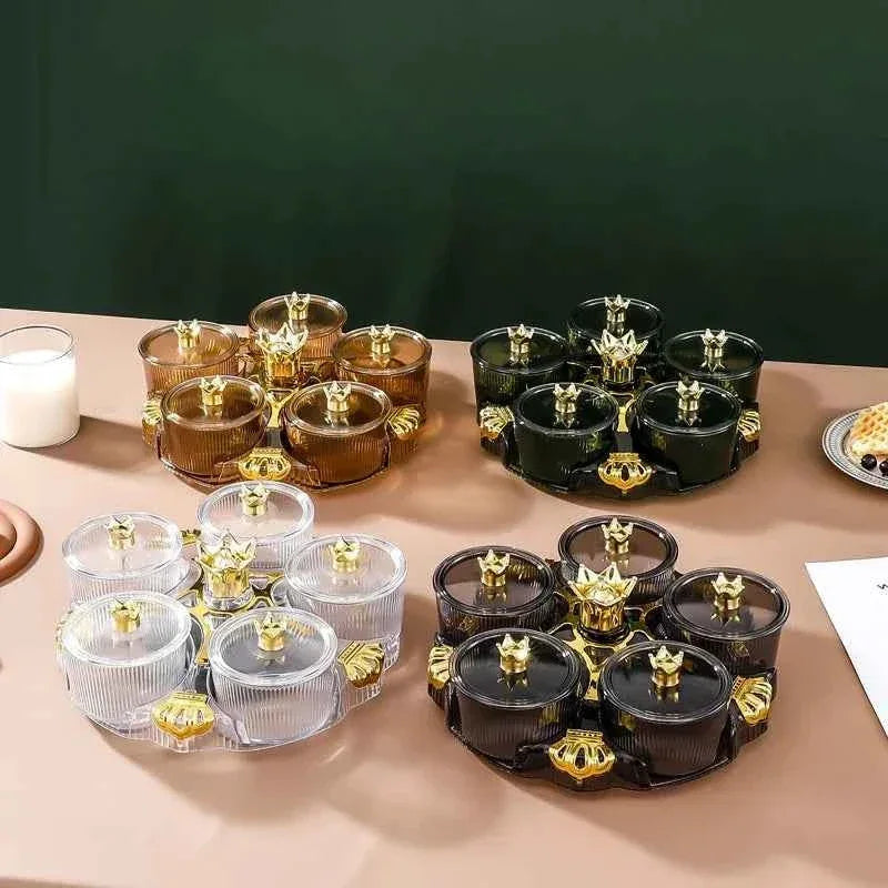 Rotating Snack Organizer - 5 Section Fruit Plate for Easy Serving - Clarify.pk