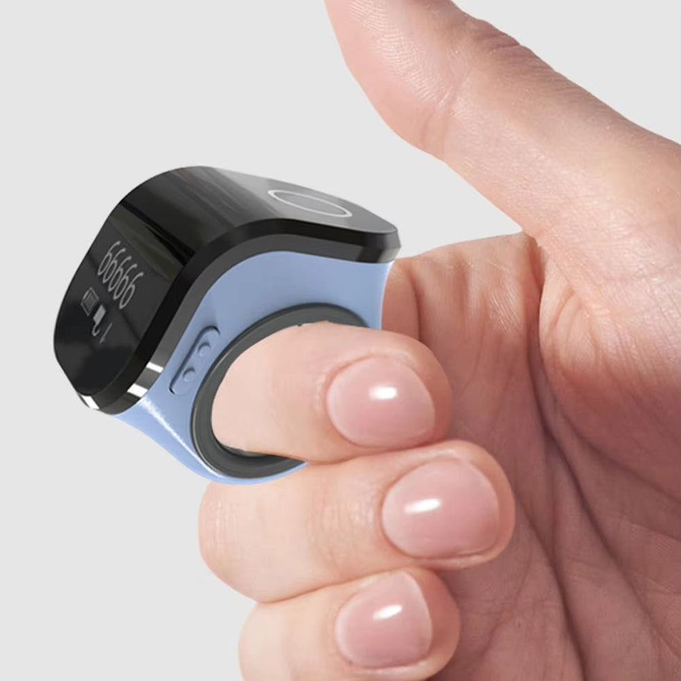Smart Zikr Ring – Premium Rechargeable Digital Tasbih with HD LED & Mobile App Sync