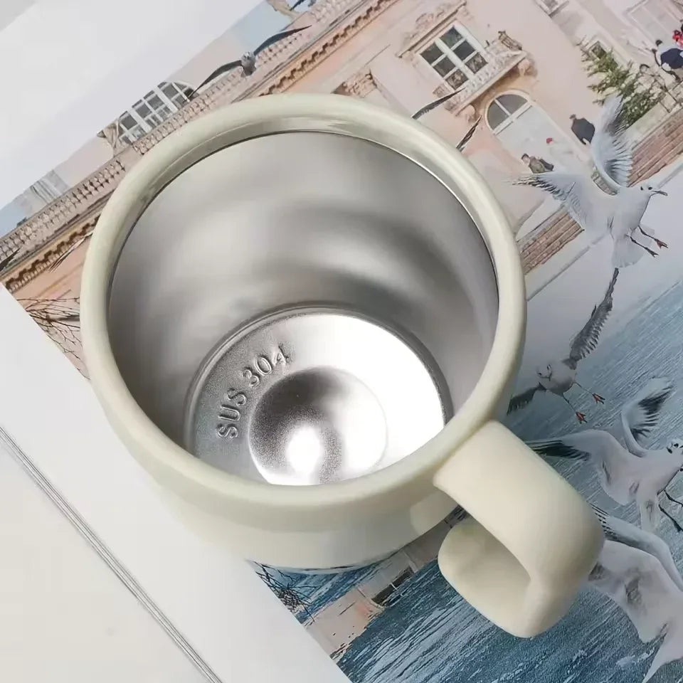 سٹینلیس سٹیل سٹرا ڈھکن کی بوتل 480ml - گرم اور ٹھنڈا تھرموس (بے ترتیب رنگ)