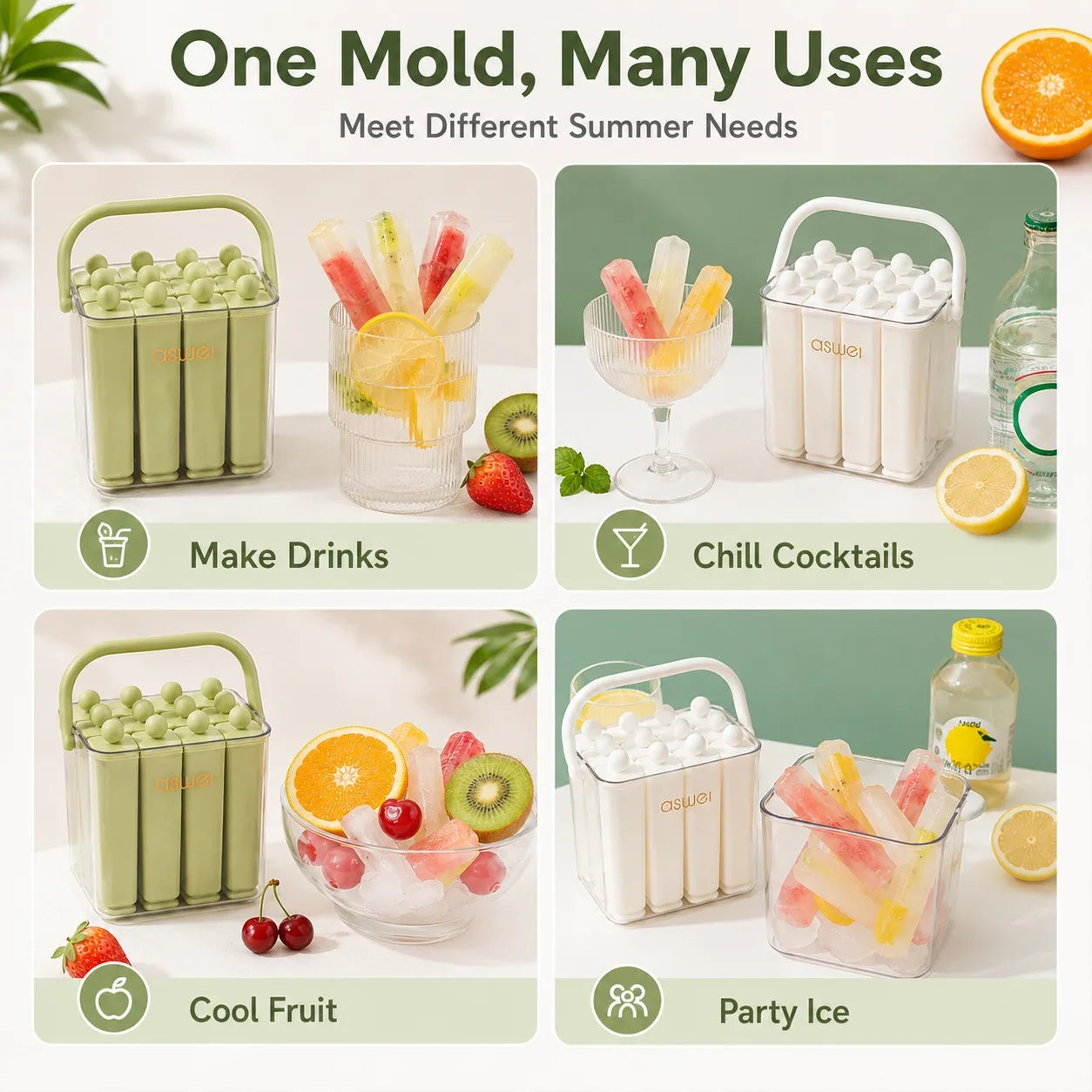 Silicone Ice Pop Maker - Reusable Ice Cream Bar Mold