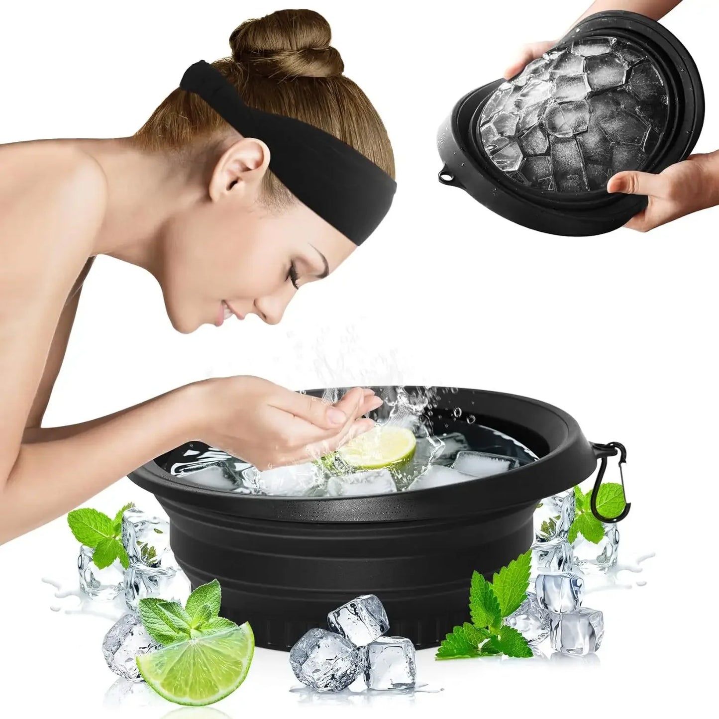 Silicone Ice Face Wash Bowl - Foldable Cold Compress Facial Tool