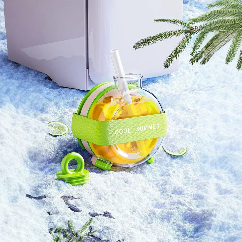 350ml Summer Dopamine Ice Lattice Straw Cup – Creative Cooling Drink Bottle