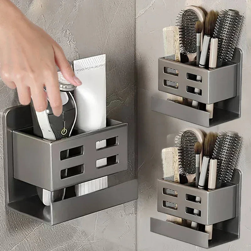 Hole-Free Bathroom Storage Rack – Wall-Mounted Washbasin Organizer