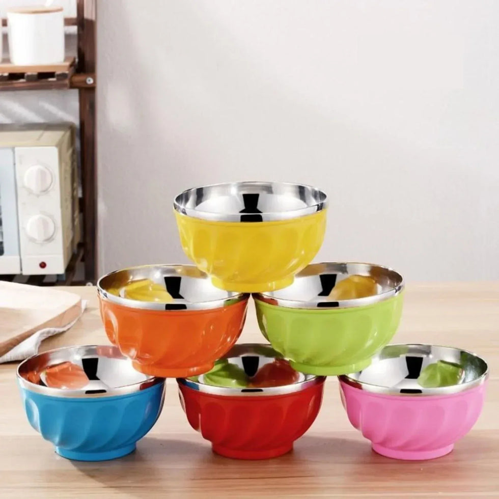 Colorful Stainless Steel Bowl – Heat-Resistant & Anti-Fall (each) - Clarify.pk