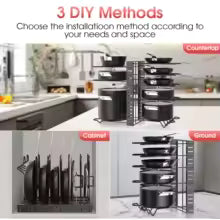 Heavy-Duty 8-Tier Adjustable Pot and Pan Organizer Rack