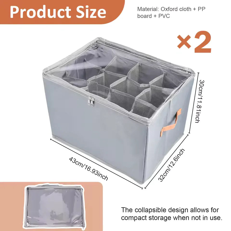 12-Compartment Foldable Shoe Storage Box – Dustproof Closet Organizer with Clear Lid - Clarify.pk