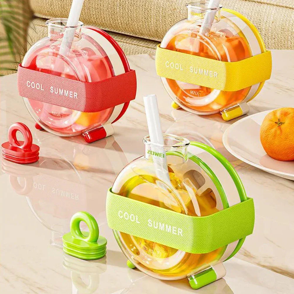 350ml Summer Dopamine Ice Lattice Straw Cup – Creative Cooling Drink Bottle