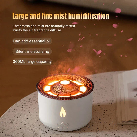 Premium Volcano Flame Humidifier – LED Fire Mist Aroma Diffuser - Clarify.pk
