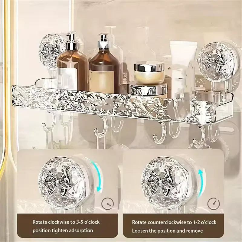 گلیشیر پیٹرن شاور سکشن کپ شیلف - باتھ روم آرگنائزر