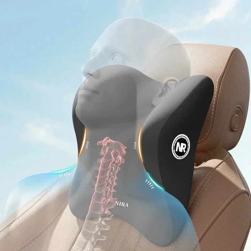 Car Lumbar & Neck Support Pillow Set – Memory Foam (2pcs Set)