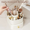 360° Rotating Makeup Brush Holder with Drawer – 5 Slot Organizer - Clarify.pk