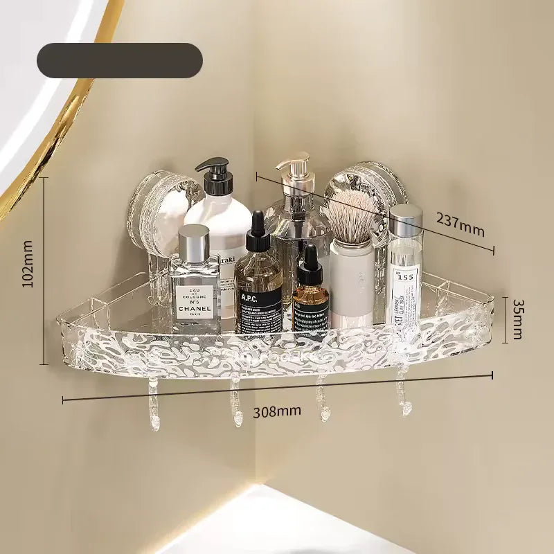 گلیشیر پیٹرن شاور سکشن کپ شیلف - باتھ روم آرگنائزر