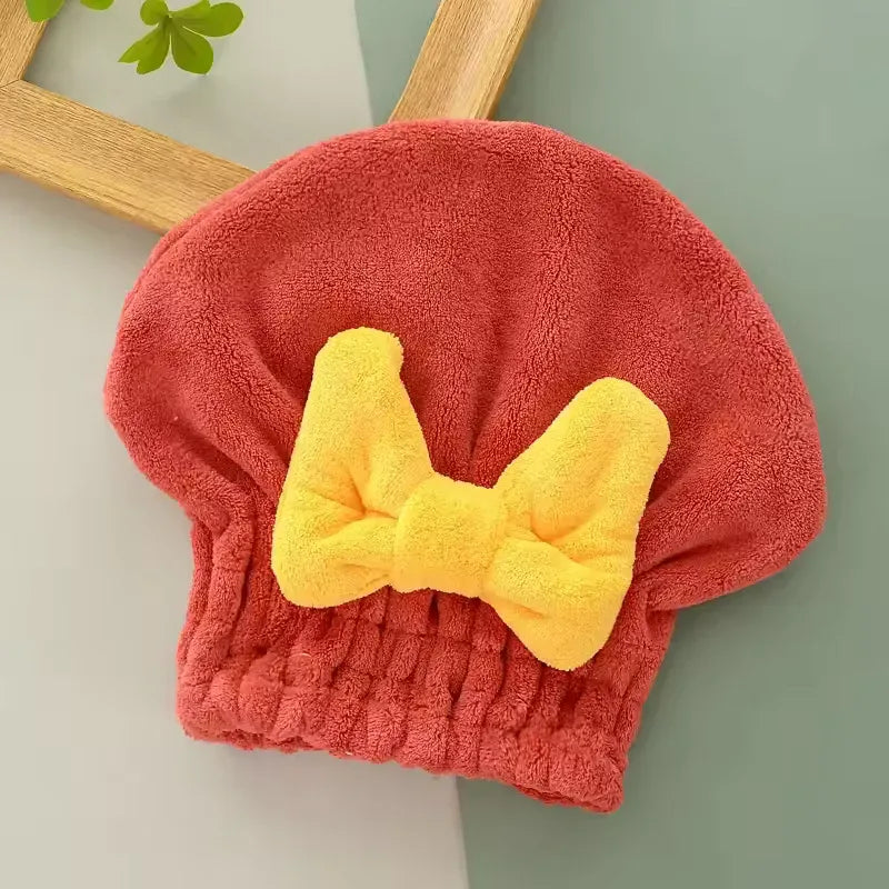Soft Water-Absorbent Shower Cap with Stylish Bow - Clarify.pk